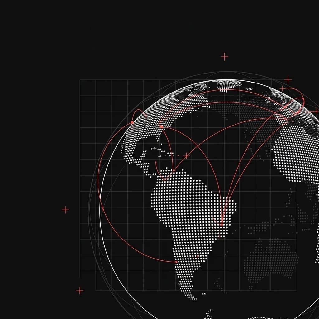 Globo formado por pontos e conexões, representando a investigação de fontes abertas